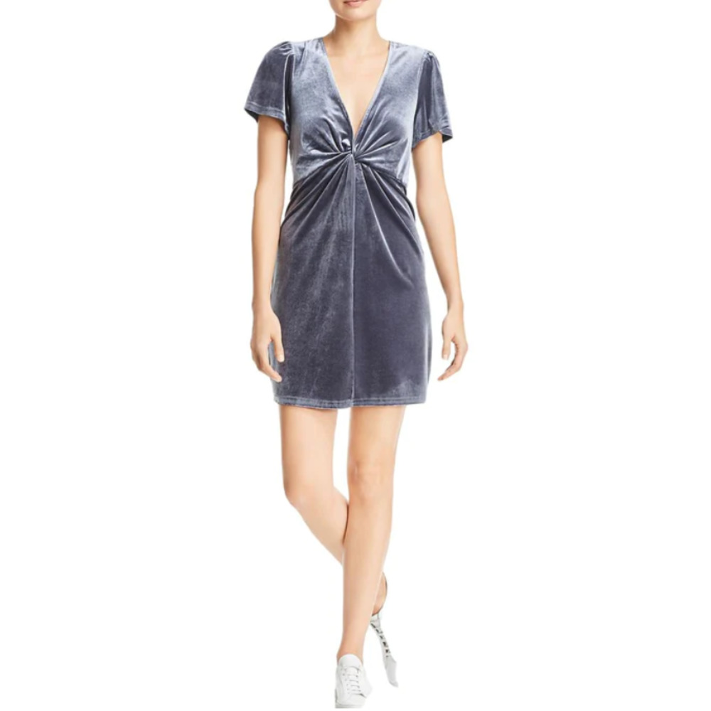 Aqua Velvet Knot-Font Mini Dress‎